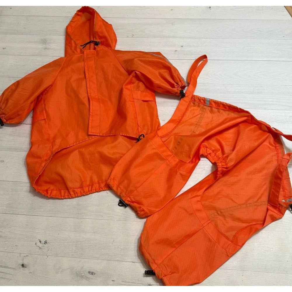 Dog‎ rain suit two piece jacket and pants size orange 6/8